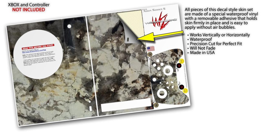 Skin Wrap for XBOX Series S Console Controller Marble Granite 04