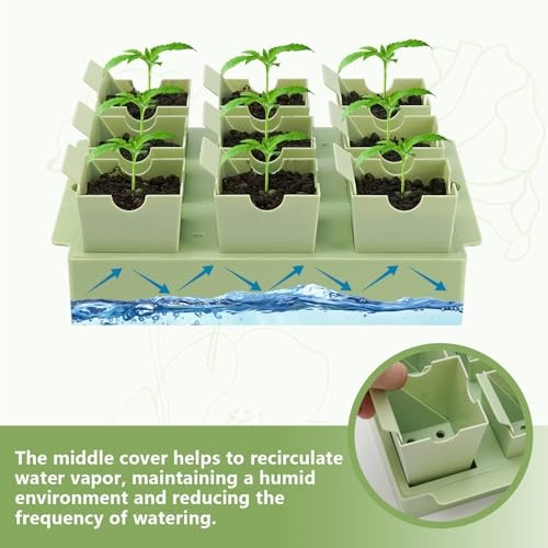 Seed Starter Tray, Dual-Purpose Handles for Transplanting & Labeling, 9 Deep