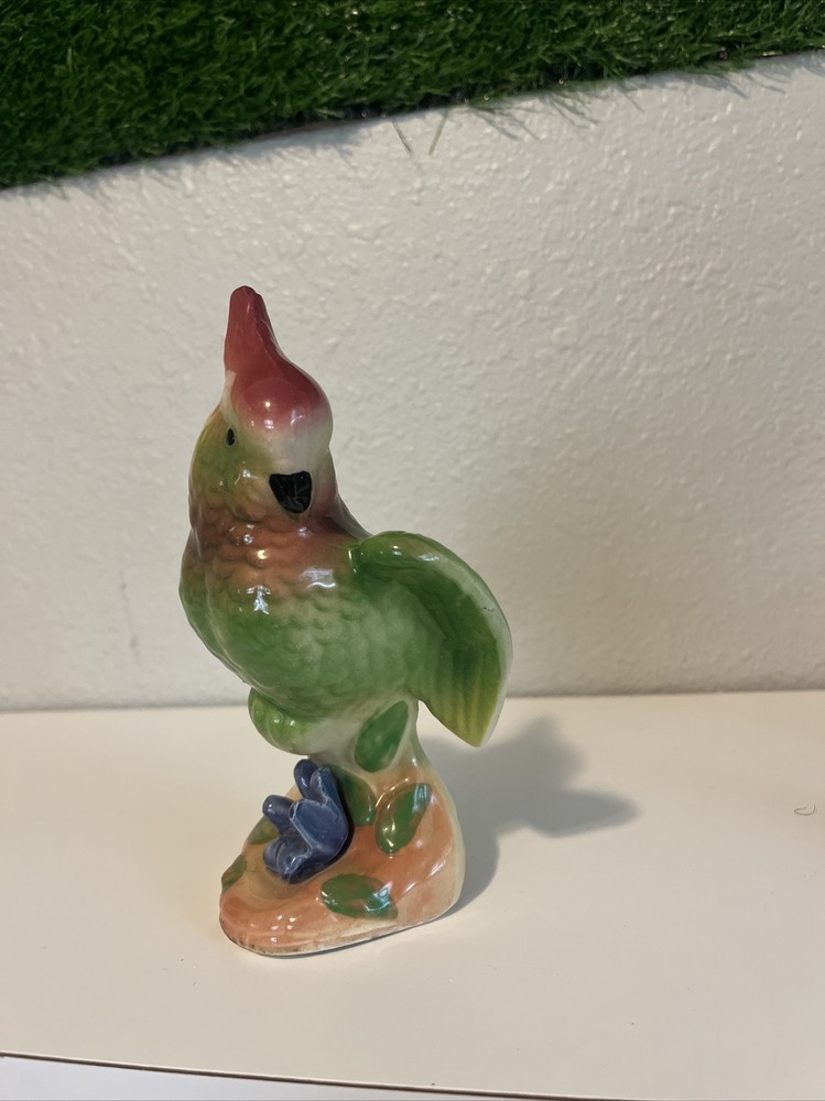 Mid 20th Century Colorful Ceramic Parrot Figurine