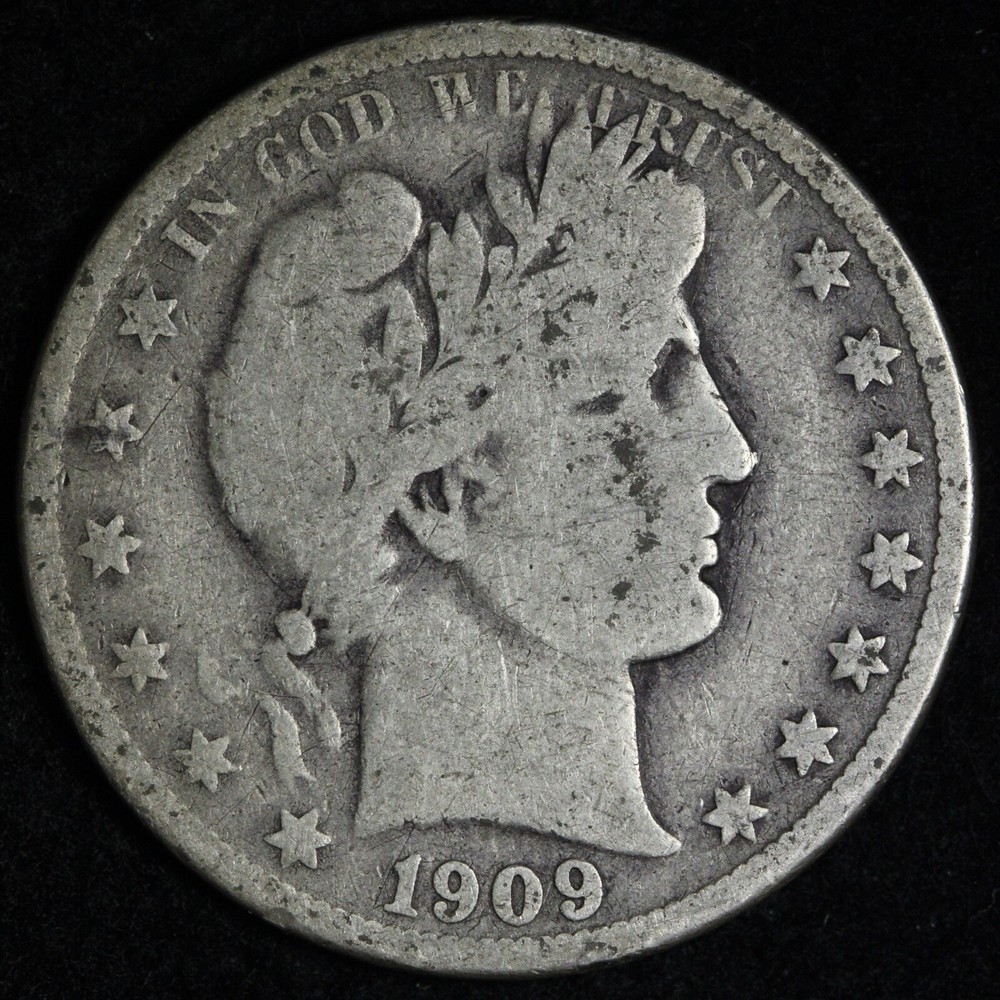 1909-O Barber Silver Half Dollar VG+ E342 DICK