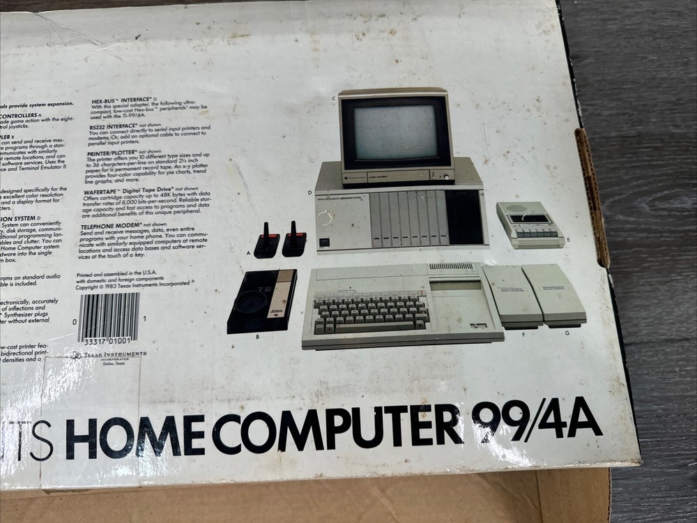 Vintage Texas Instruments TI 99/4A Home Computer In Box