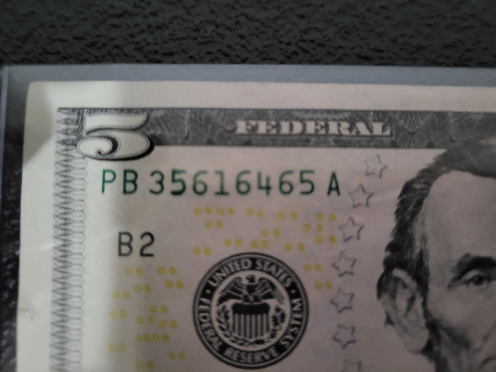 2017A Federal Reserve Note Over Inking ERROR $5 Five Dollar Bill