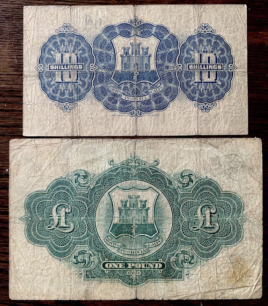 1942 GIBRALTAR One Pound £1 & 10 Shillings notes