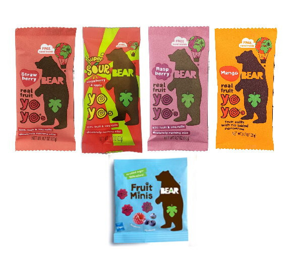 Bear Yoyos Real Fruit Rolls 5 Flavor Varitey Sampler 10 Pack