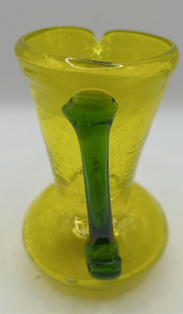Crackle glass creamer with applied handle