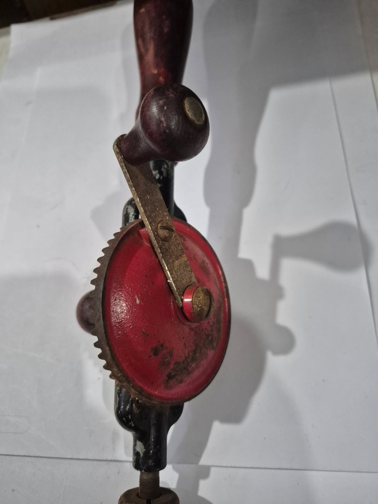 Vintage Hand Drill Antique Eggbeater Style Red