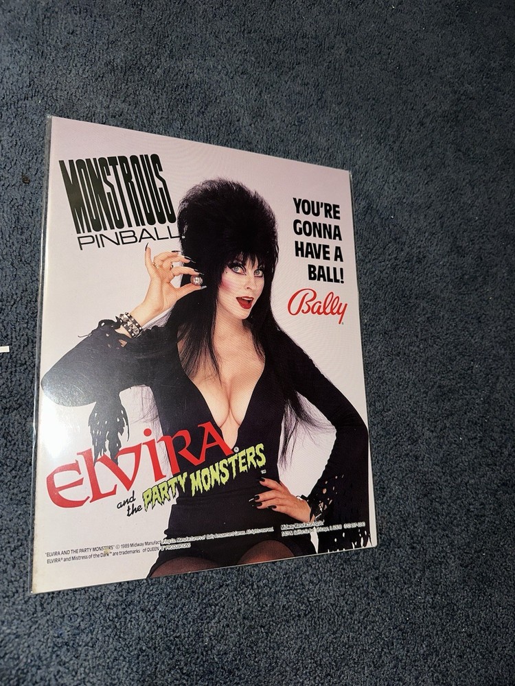 Original Bally Elvira Pinball Machine Flyer .