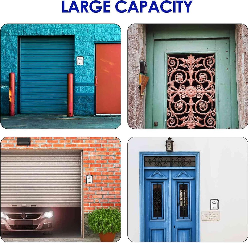 Upgraded Waterproof Key Lock Box - Resettable 4-Digit Combination Security