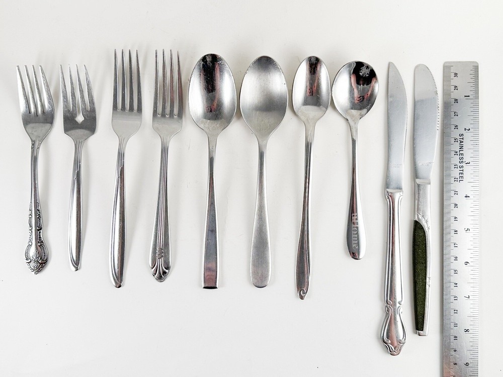 Vintage Mixed Lot Stainless Flatware Fork Spoon Knife Arts Craft ETC