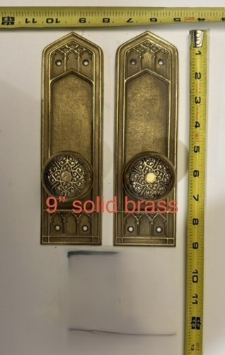 Solid Brass Privacy Door Set – Gothic Revival – Working Latch – Complete Pair