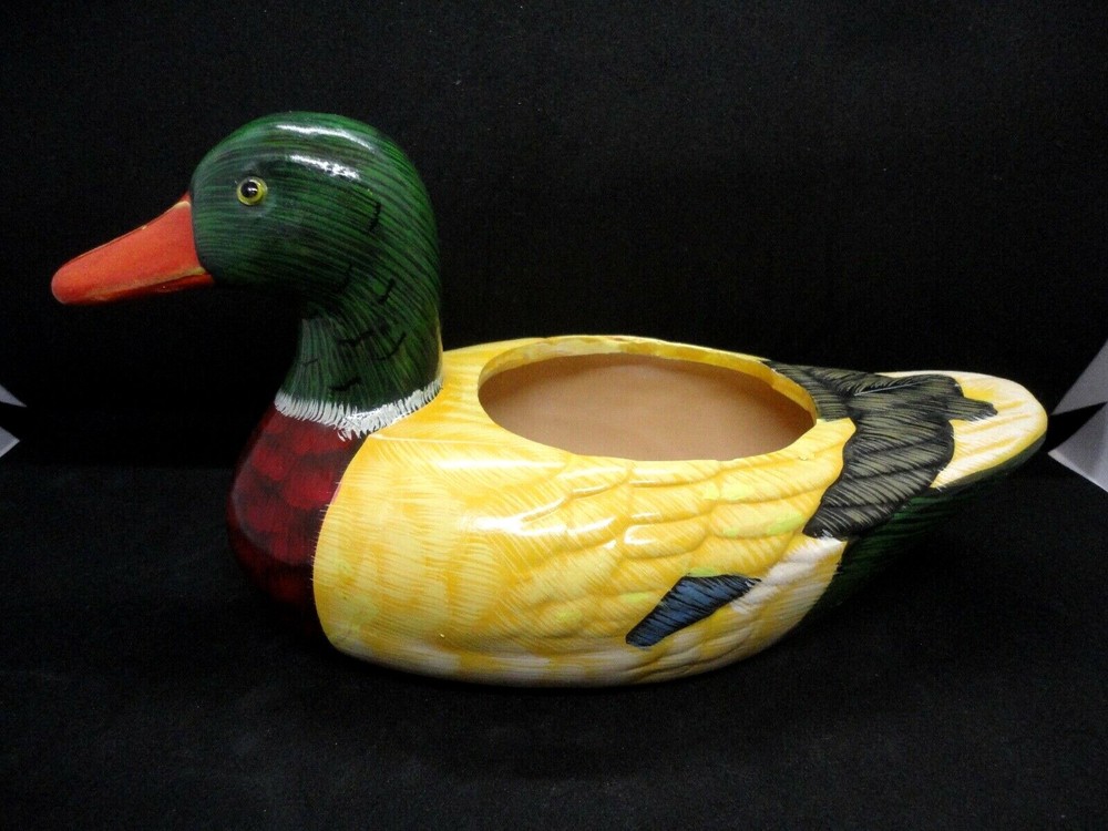 Ceramic Duck Planter Nice colors 10" Length 5.5" H