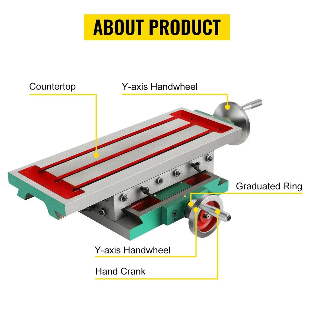Compound Milling Machine Work Table 2 Axis Cross Slide Bench Drill Vise Fixture