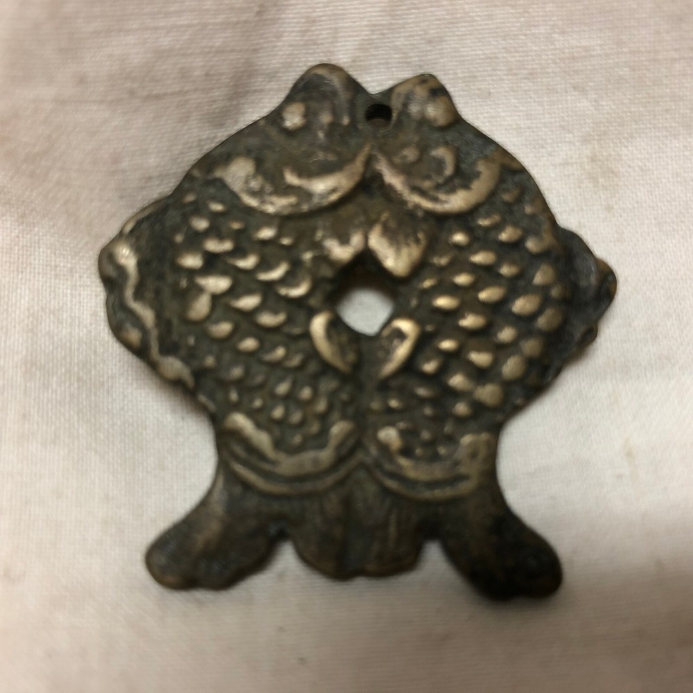 Vintage Brass Fish Charm Ornate Design