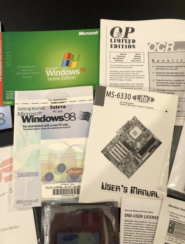 Microsoft Windows ‘98 complete set up and instruction manuals etc