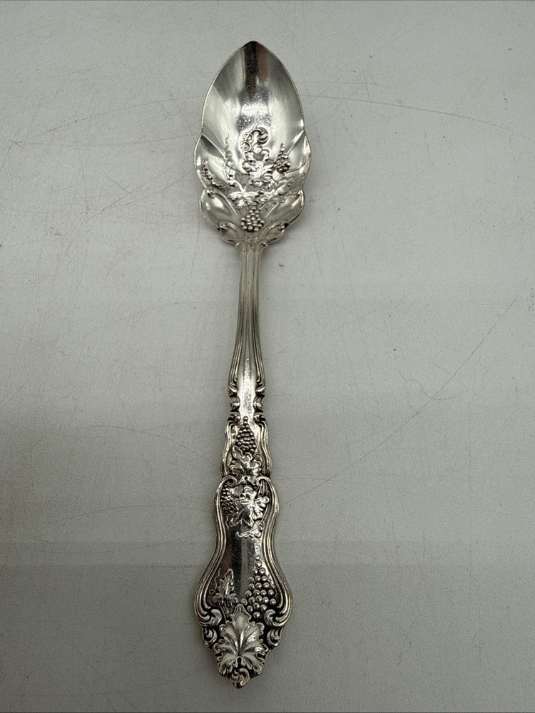 Roger & Bros Grape Pattern Triple Plate Flatware 6" Ornate Bowl Grapefruit Spoon