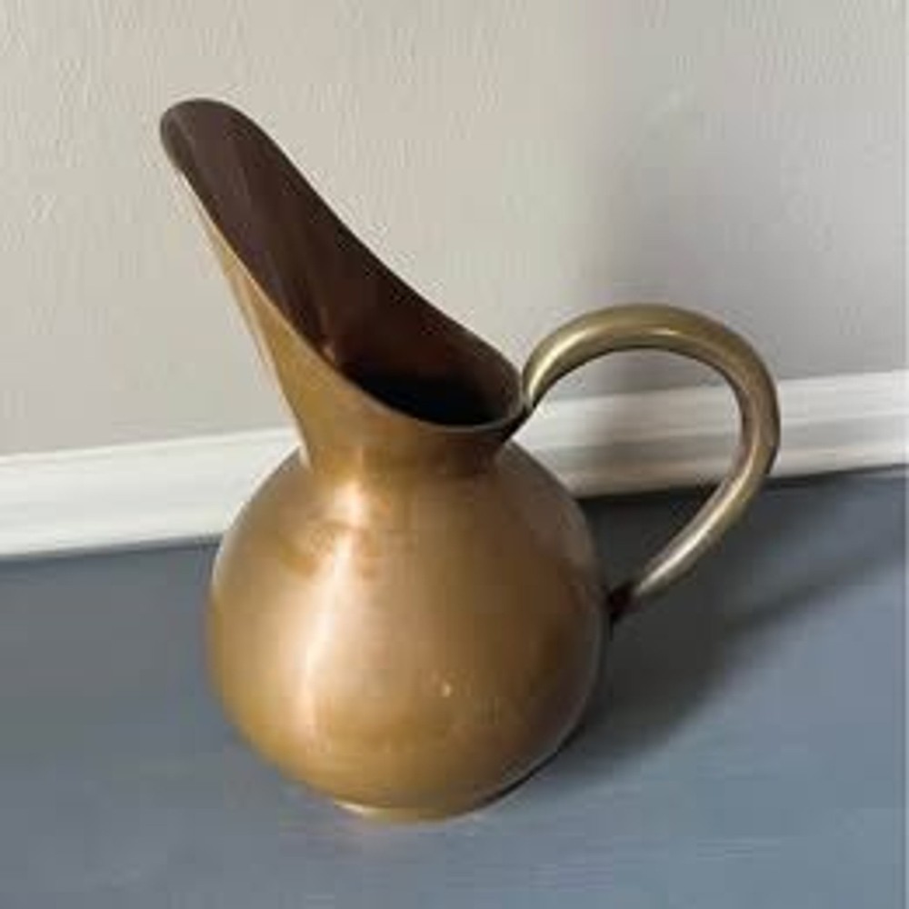 Vintage Copper and Brass Pitcher 10”