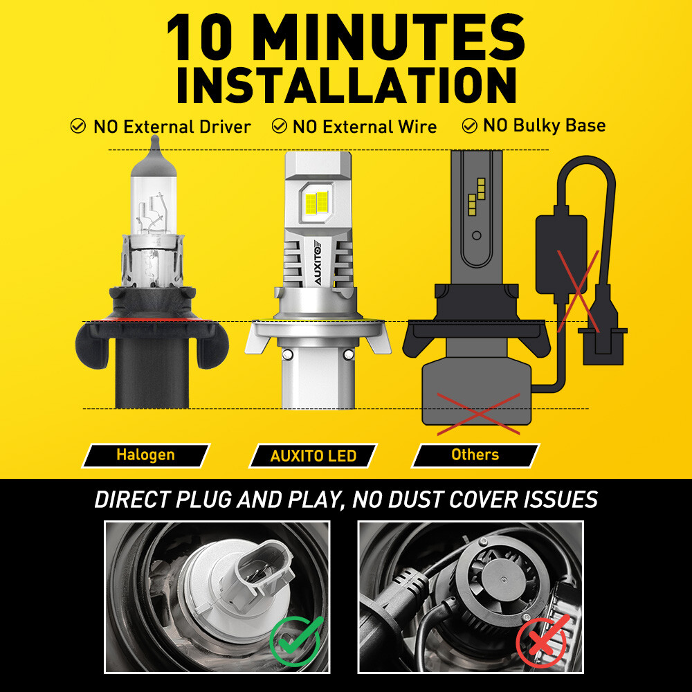 AUXITO 9008 H13 LED Headlight Bulbs Kit High Low Beam Super Bright Canbus 6500K