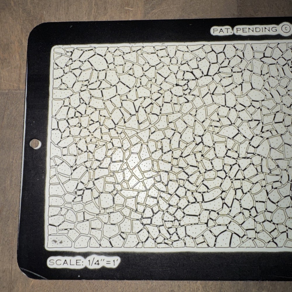 1968 Vintage BURNISH-ON Texture Template Plates for Drafting Random Rubble