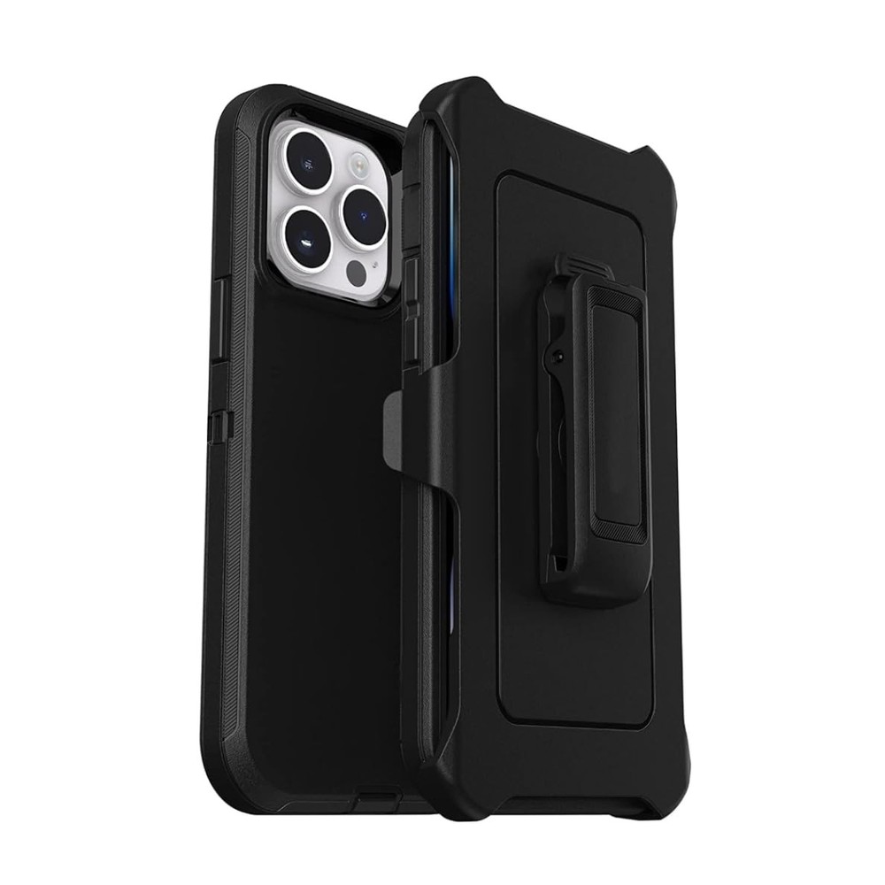 iPhone 15 Pro Max Defender Case, Heavy Duty, Shockproof, Rugged, Black