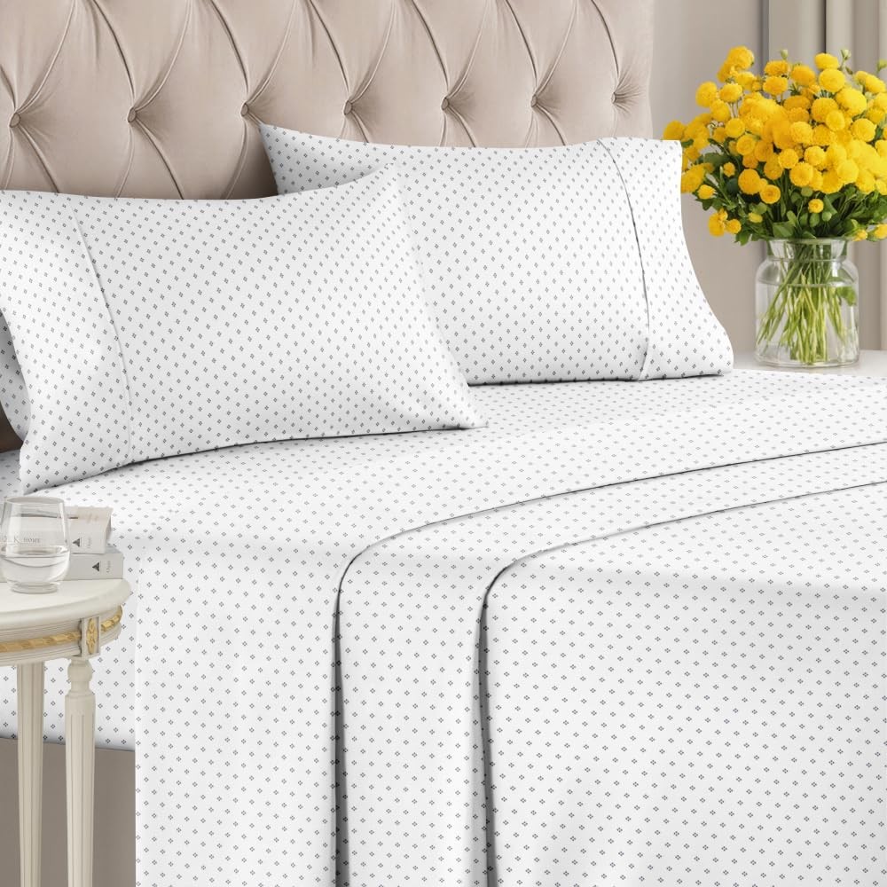 Blue Dot Pattern Sheets - 1 Flat & 1 Fitted Sheet & 2 Pillowcases w/ Deep Poc...