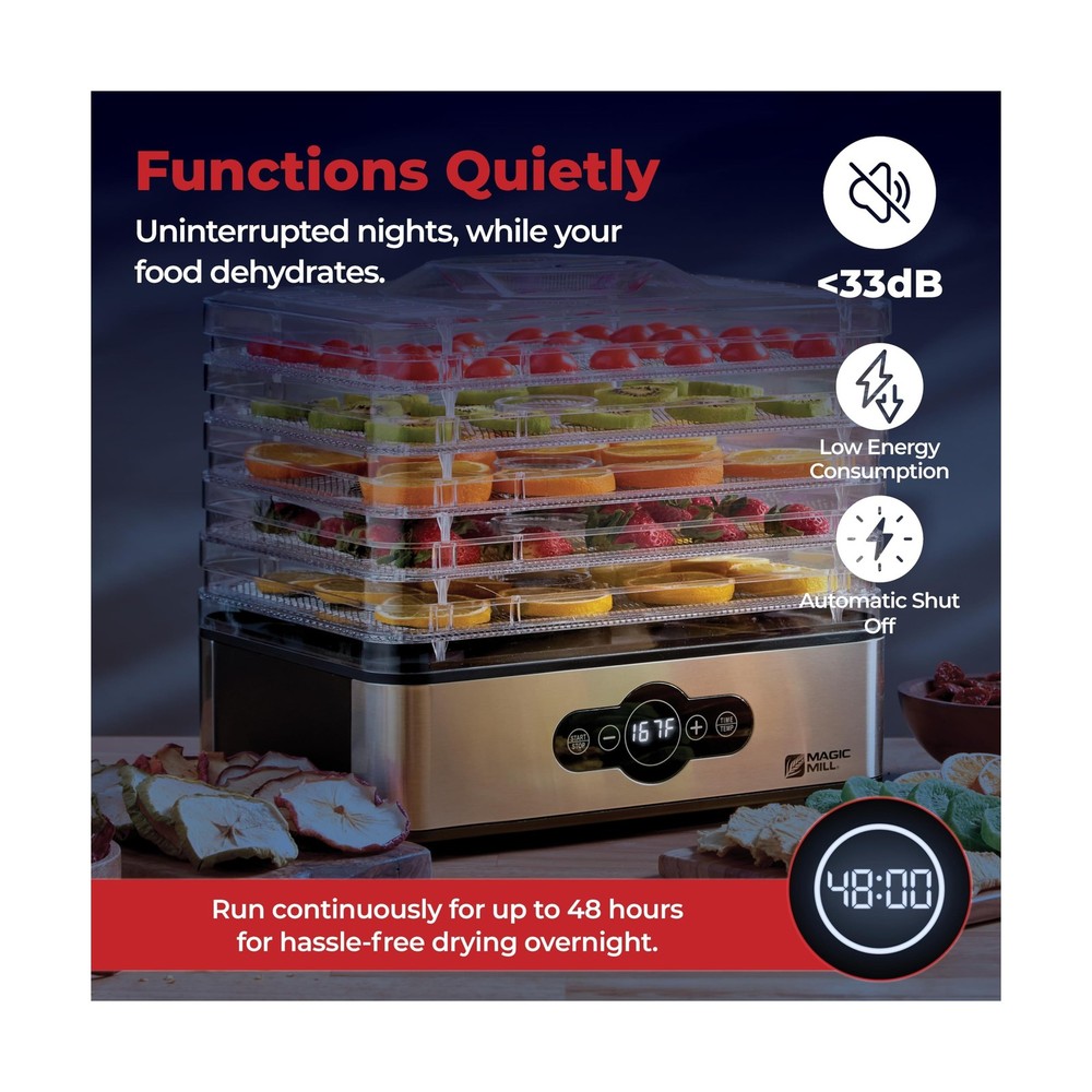 Magic Mill Food Dehydrator Machine | 5 Stackable Stainless Steel Tr... Fast Ship