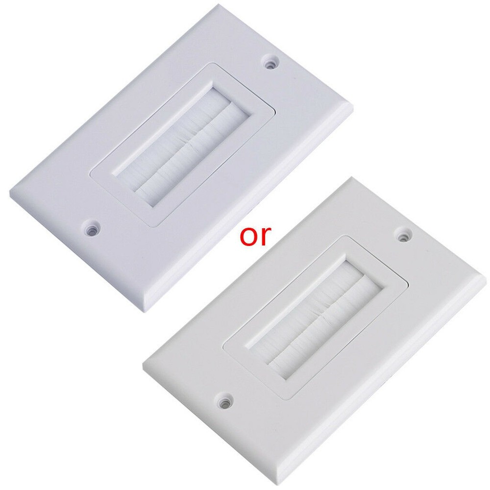 Cable Pass Through Insert Single Brush Wall Plate White Wires Wall Socket