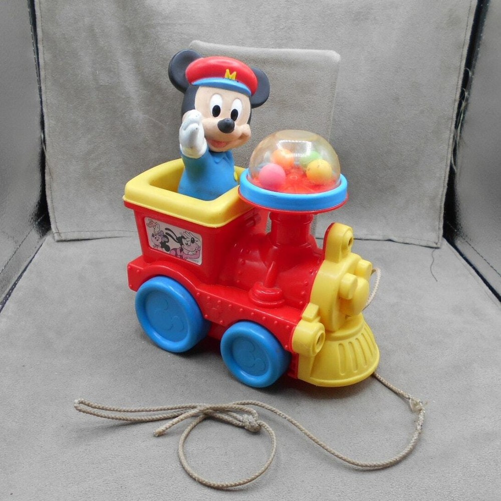 Vintage Disney Mickey Mouse Pull 'n Pop Train Popping Balls Pull Toy