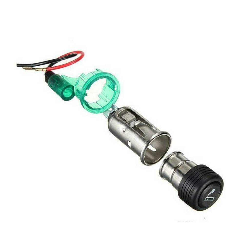 Car Cigarette Lighter With Light Socket Plug Connector Adapter Power Source 12V
