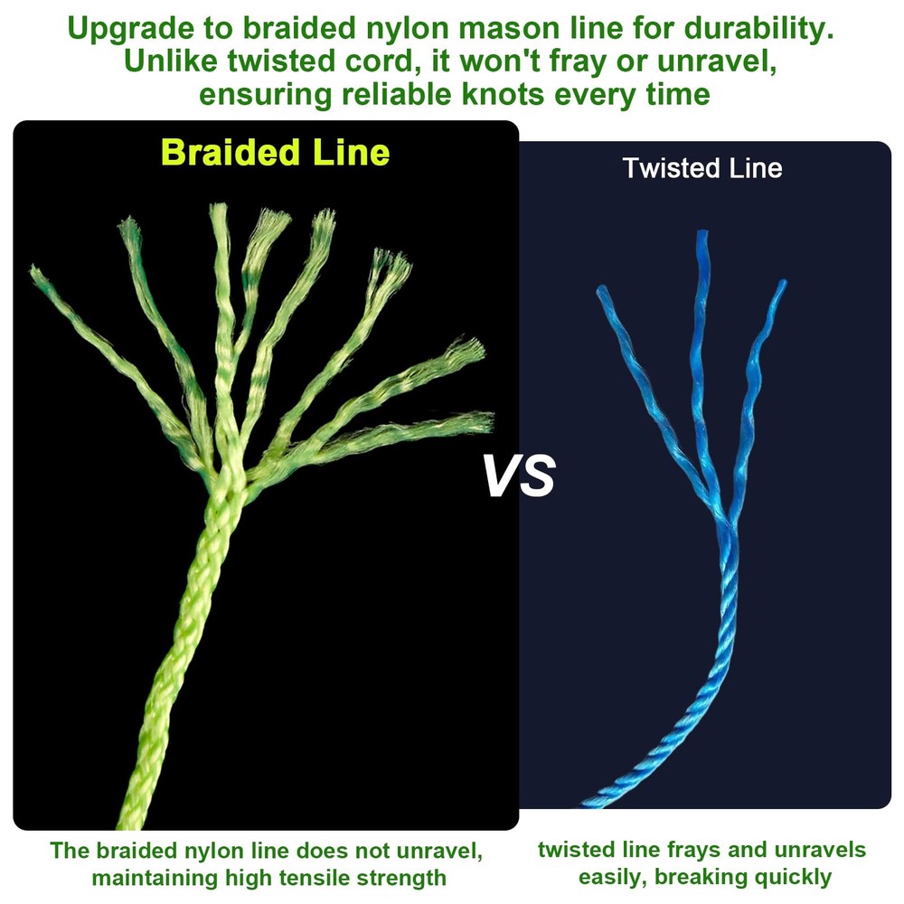 3 Roll Mason Line String Line - #18 Braided Nylon String - 500 Ft Length - Ny...