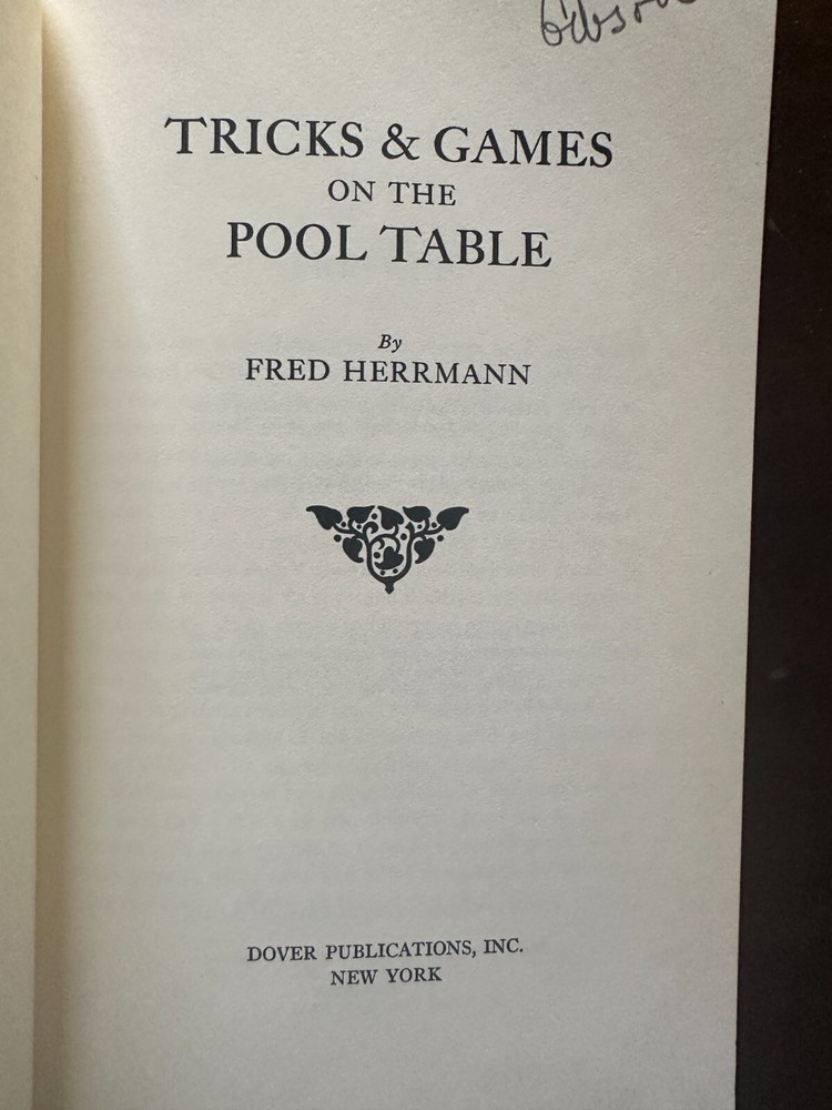 Tricks & Games On The Pool Table by Fred Herrmann 1967