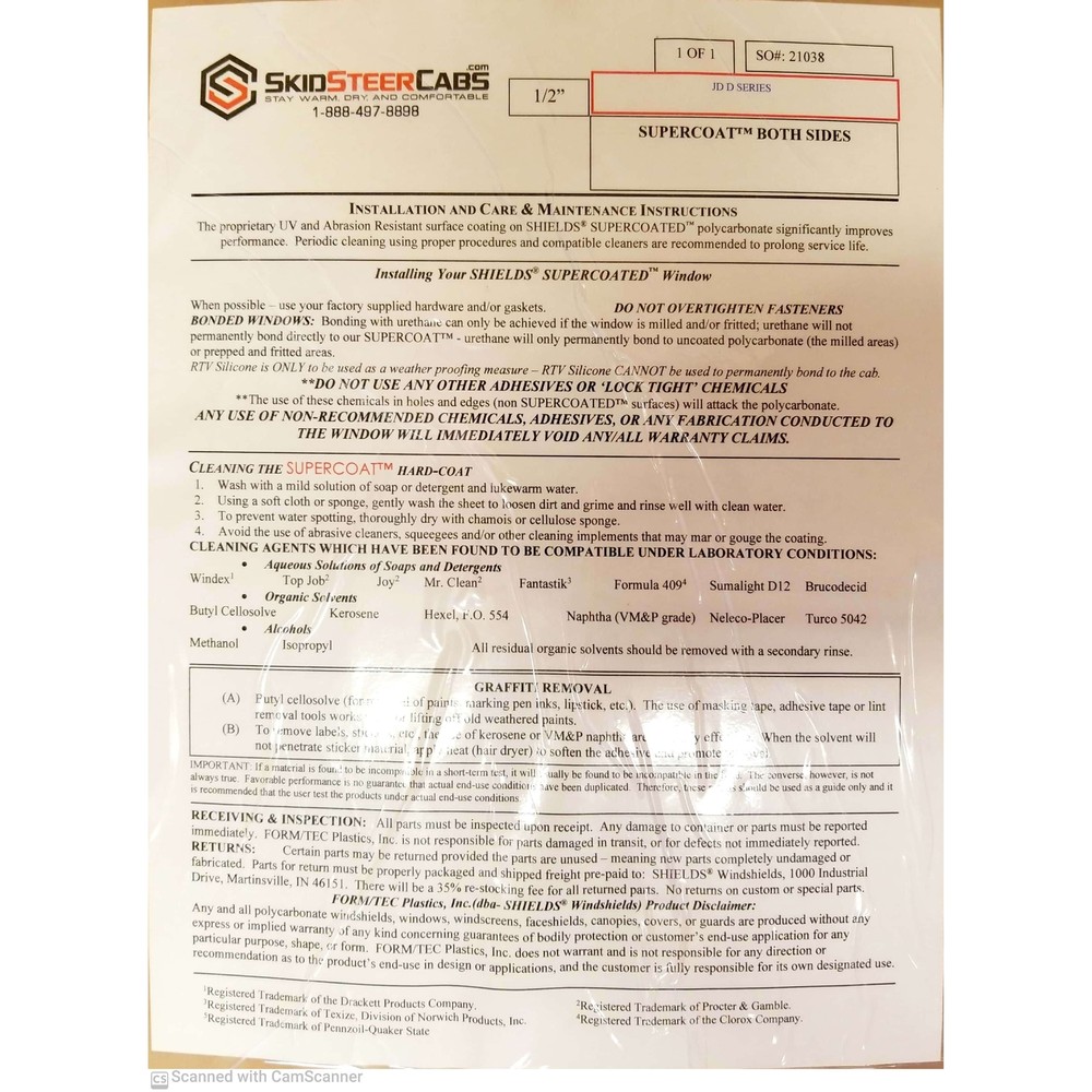 CATERPILLAR,1/2" POLYCARBONATE MINI EXCAVATOR DOOR | REPLACEMENT | FORESTRY