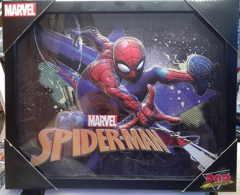 Marvel Legends Spiderman 3D Wall Art Canvas Pop Creations 12x15" New