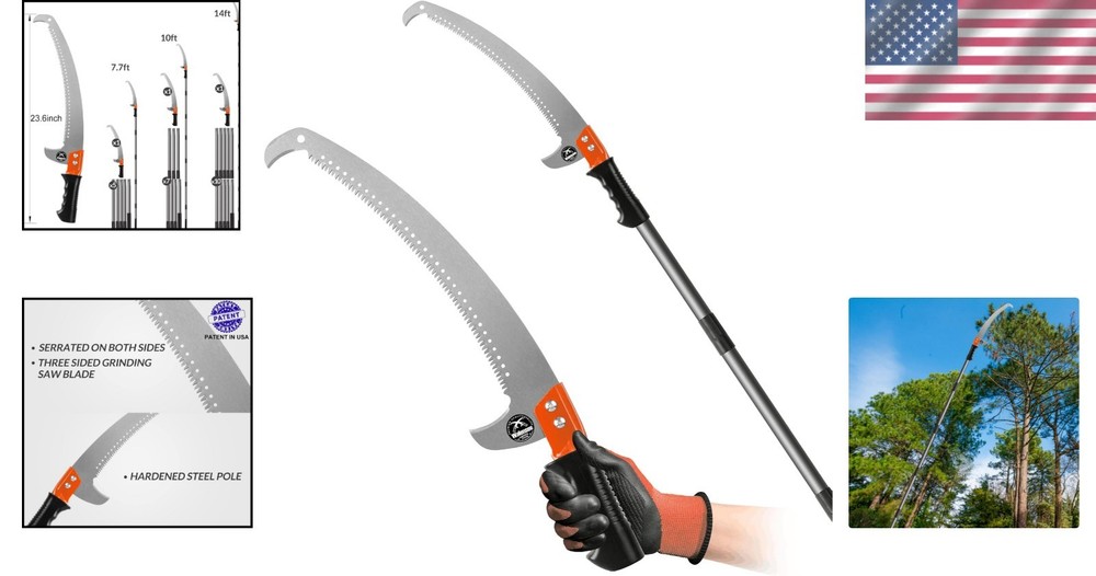 Durable Stainless Steel Pole Saw - 10FT Adjustable Tree Pruner for Optimal