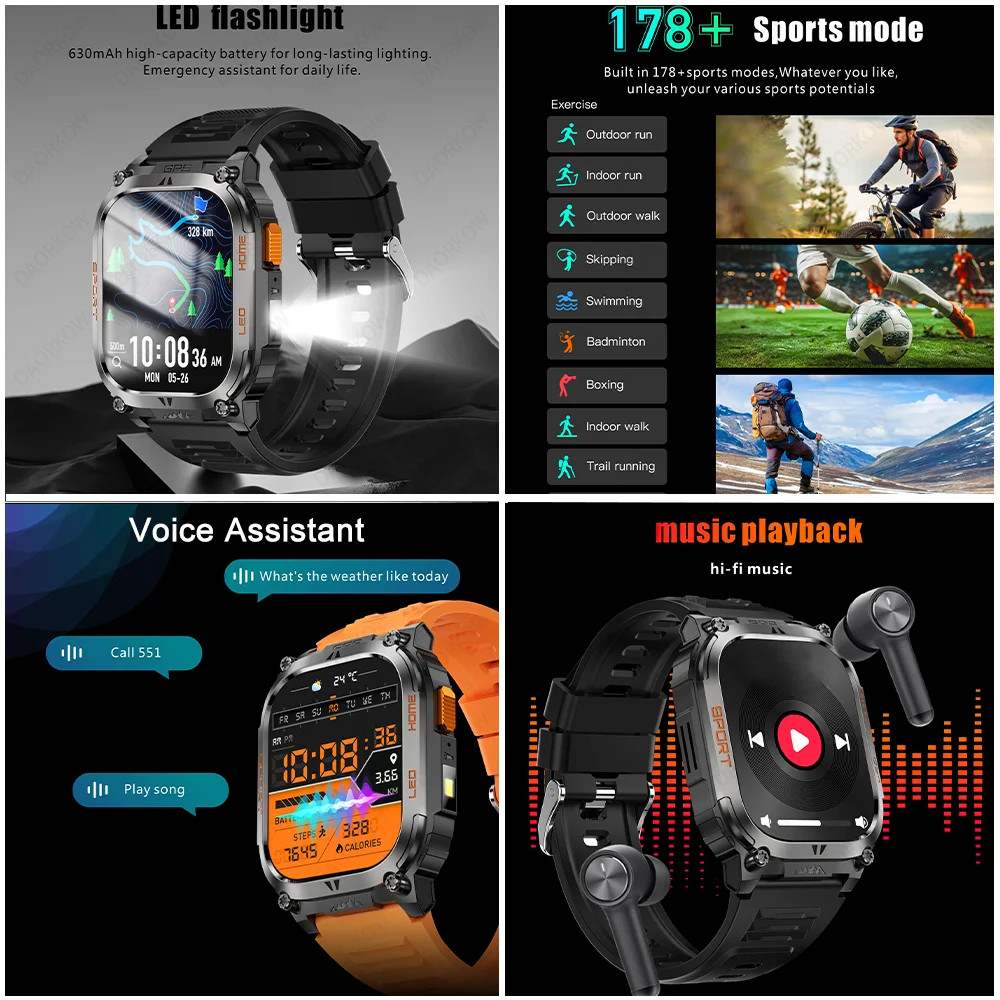 🔥 2.01" SmartWatch For Men (Answer / Make Call) 3ATM Waterproof GPS Compass