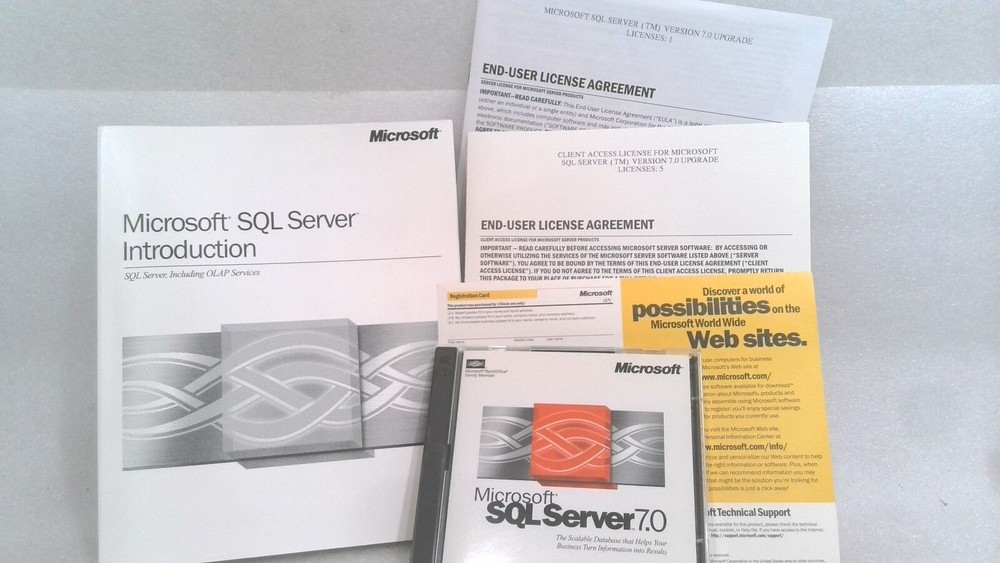 MICROSOFT X03-99941 SQL SERVER 7.0 UPGRADE - SQL SERVER INTRO, 2 CDs W/ KEY