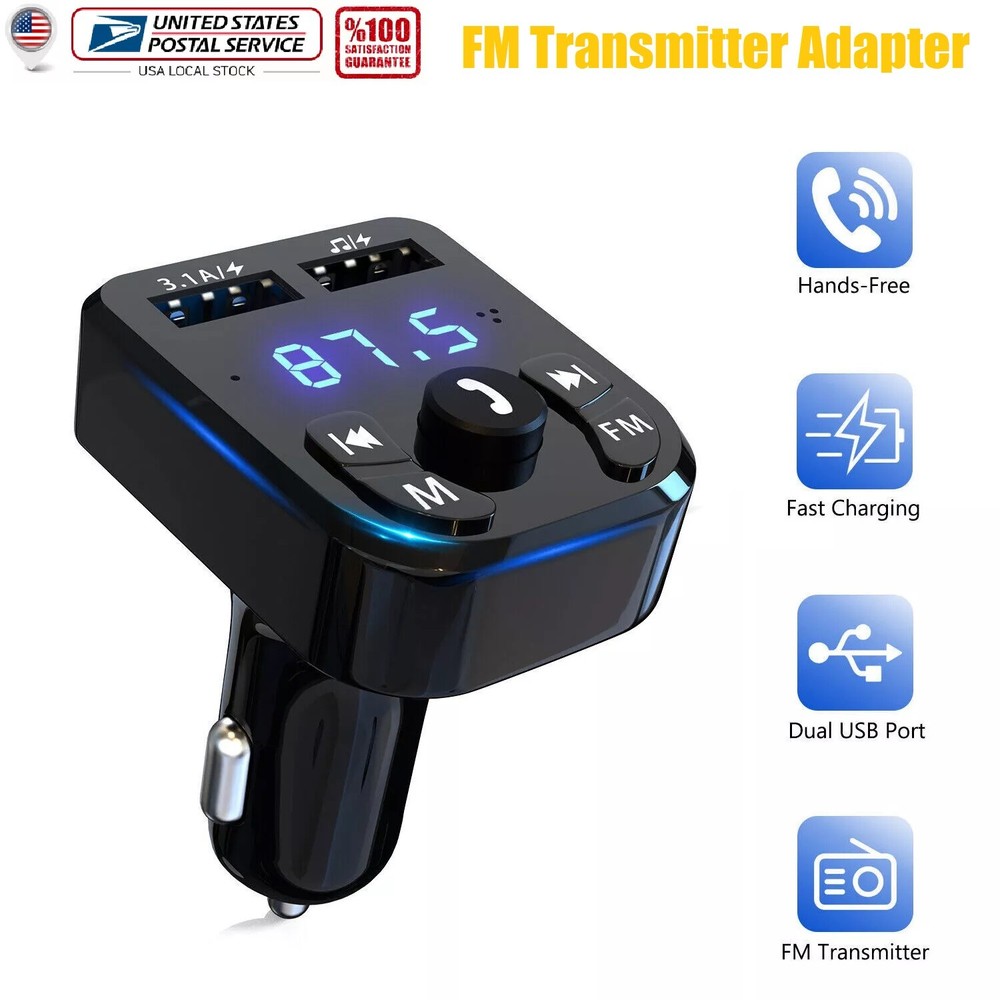 FM Transmitter Car Bluetooth Adapter MP3 Player LED Display Hands-free Calling