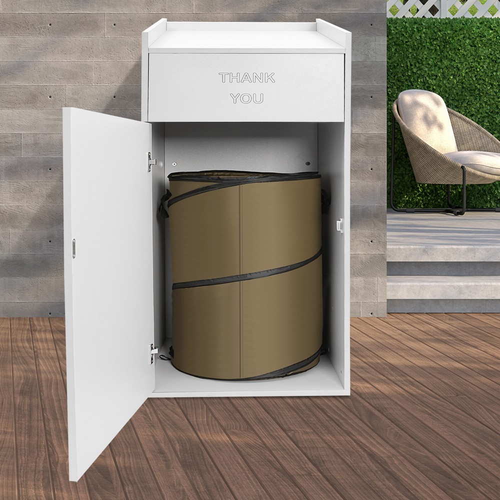 Commercial Trash Can Rectangular Trash Can Cabinet Trash Can 46x22x22 in Silver