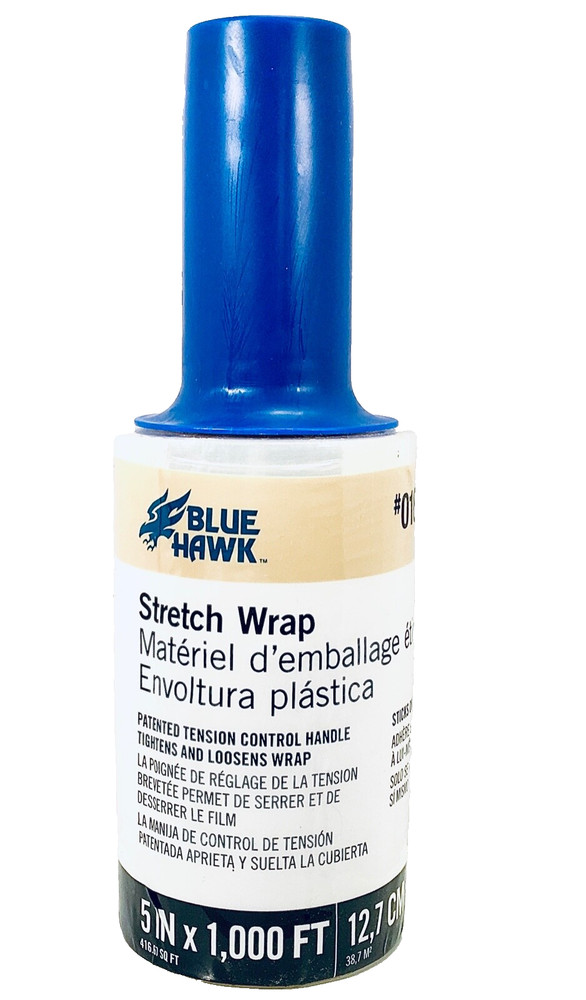 Blue Hawk Clear Plastic Stretch Wrap 5 in W x 1000-ft L , Packing Wrap New
