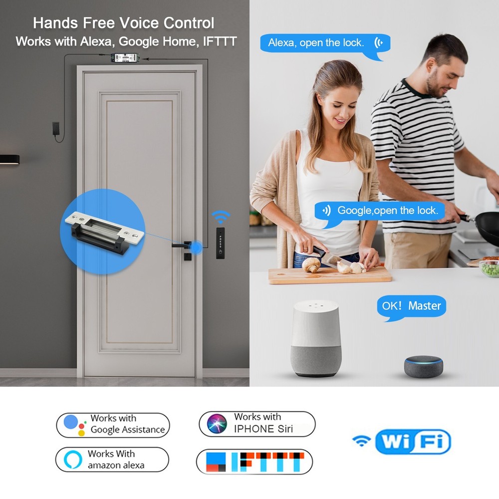 WiFi Access Control Electric Strike Door Lock System with Wireless Press Button