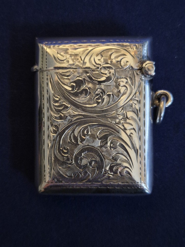 Solid Silver Pocket Vesta Case - Birmingham 1921 - Joseph Gloster Ltd