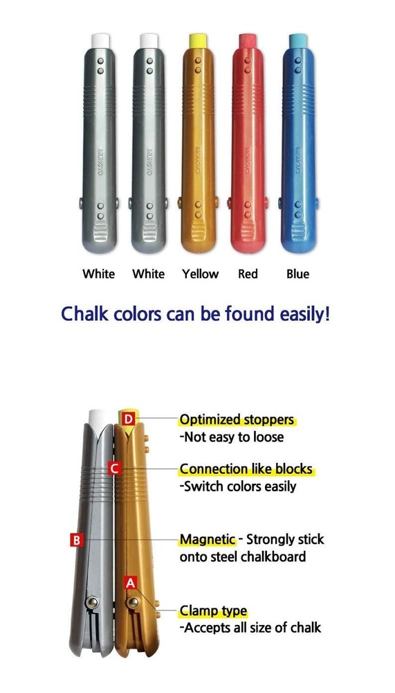 Multi Chalk Holder Pastel 5 pcs Set 5 Count (Pack of 1),