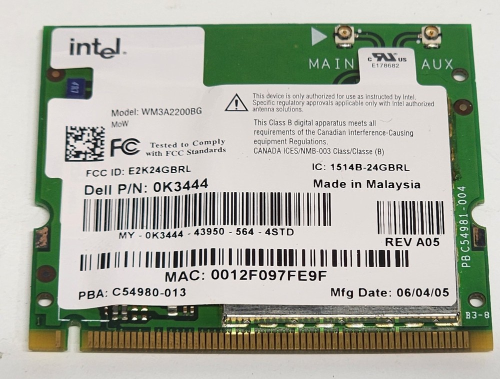 Dell mini PCI wireless card OK3444