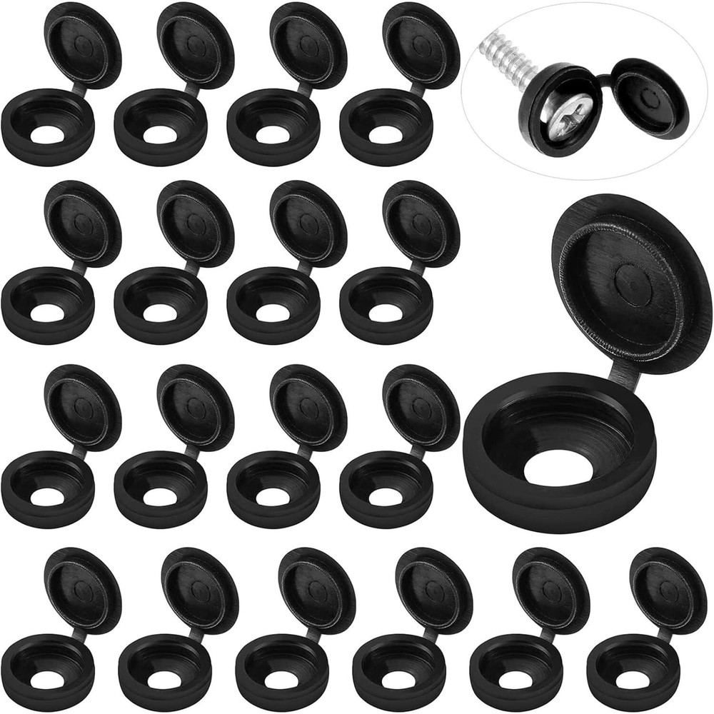 Versatile 100-Piece Black Hinged Screw Caps for Home, Office, and DIY Projects