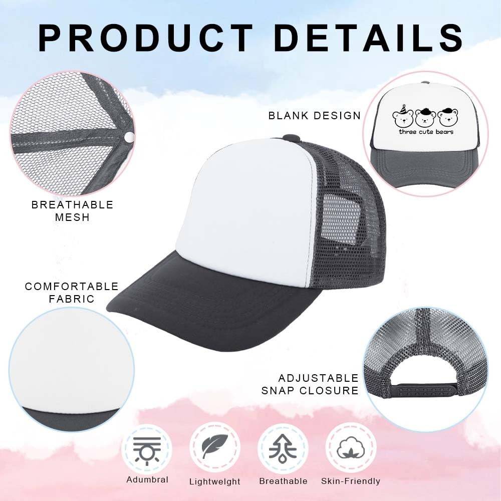 ZH 12pk Sublimation Trucker Hats Blank Mesh Baseball Cap Polyester