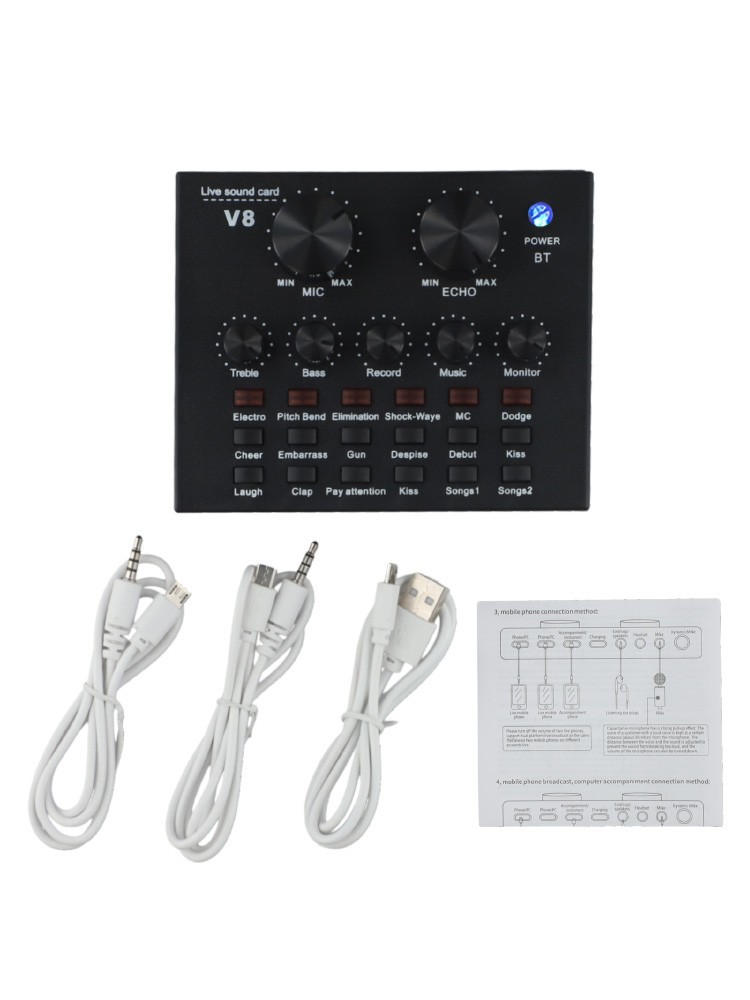 Convenient V8 Sound Card Set for Easy Storage Advanced Audio Technology