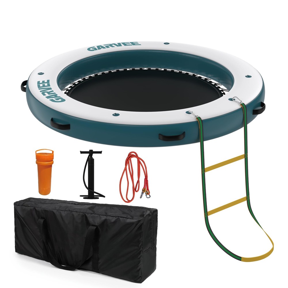 8FT Inflatable Floating Dock ，Round Inflatable Water Hammock Dock Platform Mat
