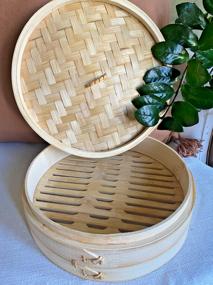 Crofton Bamboo Steamer Set with Lid for Vegetables