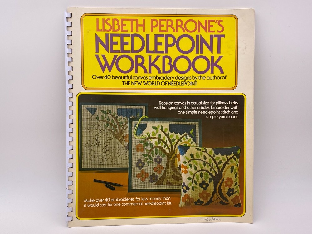 Vtg 1973 Lisbeth Perrones Needlepoint Embroidery Workbook Full Size Patterns #L