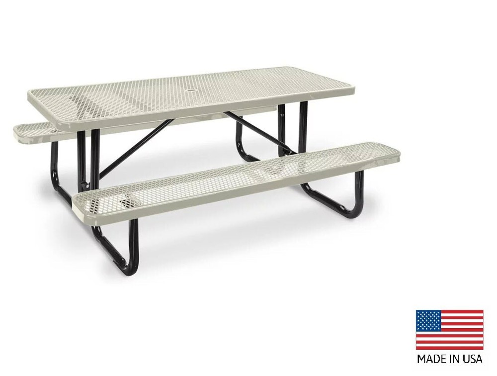 PICNIC TABLE Commercial - All Metal Construction & Steel Frame  6 Ft Rectangular