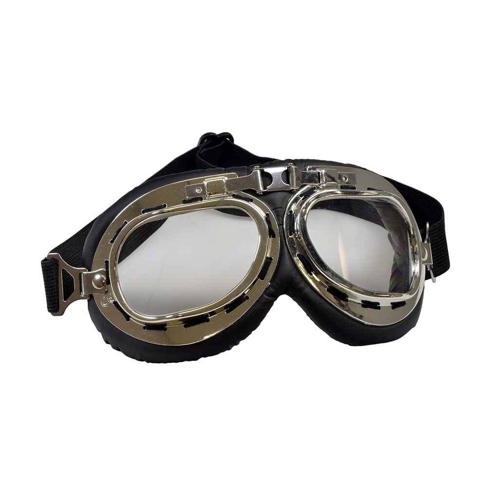 Cruiser Style Scooter Goggles - Silver Frame Silver Lens